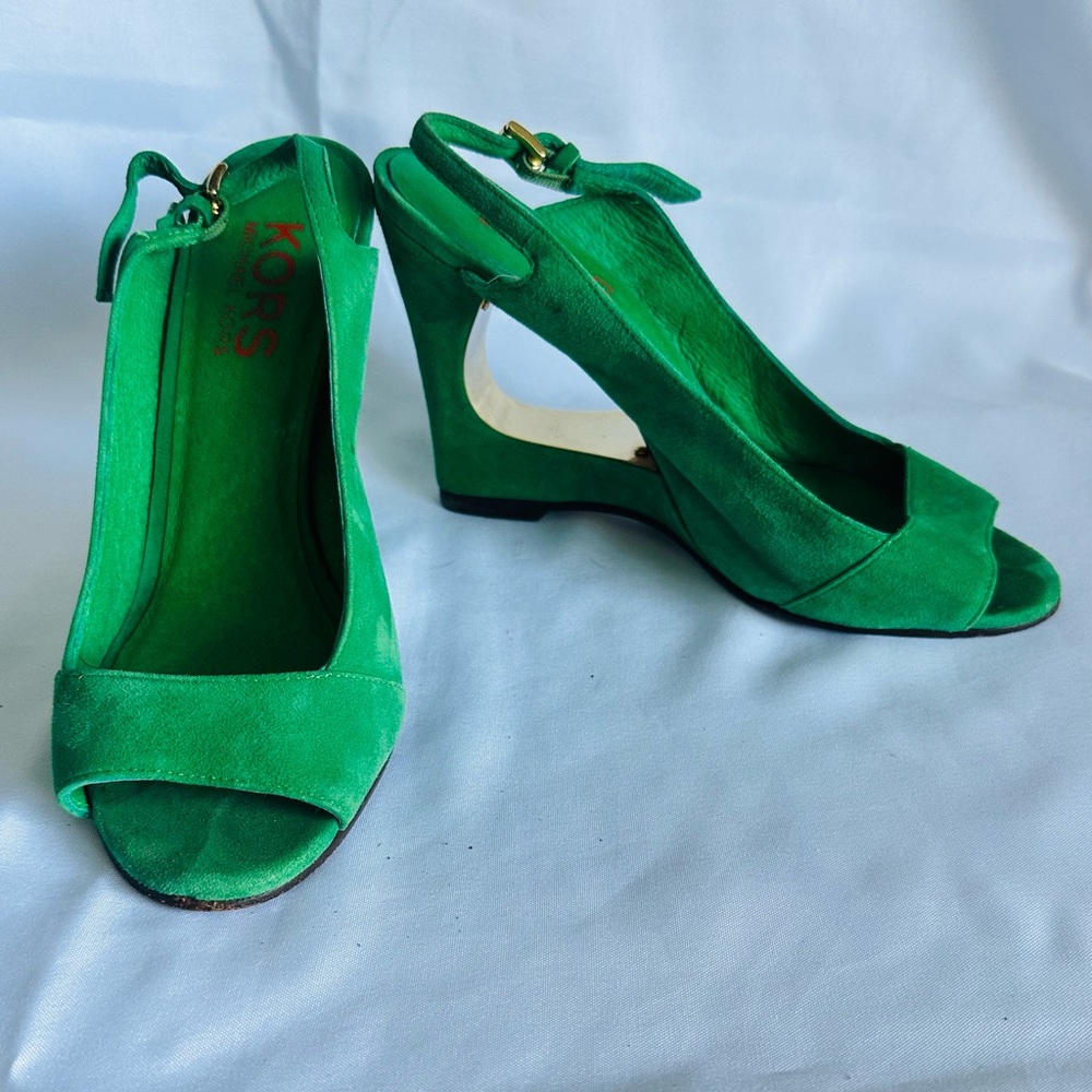 Michael Kors Green Wedge Slingback Shoes